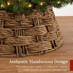Basket Woven Hyacinth Christmas Holiday Tree Collar - 24in