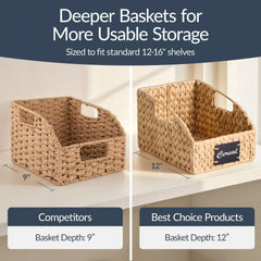 Storage Pantry Baskets for Organizing, Wicker Basket w/ Built-in Handles