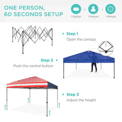 One-Person Setup Instant Pop Up Canopy w/ Case, 4 Weight Bags - 10x10ft