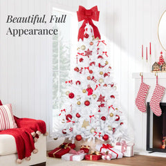 Artificial White Christmas Tree, Unlit Pine Design w/Easy Assembly