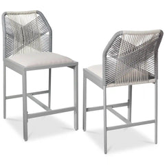 Set of 2 Indoor Outdoor Counter Height Bar Stools w/ All-Weather Rope
