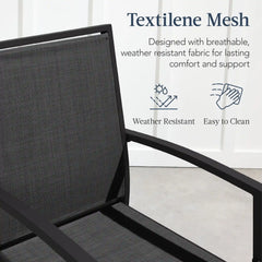 Set of 2 Outdoor Barstools, Patio Chairs w/ Footrests, All-Weather Mesh