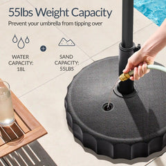 Plastic Patio Umbrella Base Pole Holder Accessory w/ Adjustable Knob