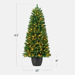 Pre-Lit Potted Christmas Tree w/ Twinkling White LEDs