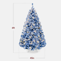 Pre-lit Christmas Tree, Snow Flocked Holiday Decor w/Twinkle Lights