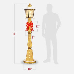 Pre-lit 6ft Christmas Lamppost Decoration with Lighted Bow