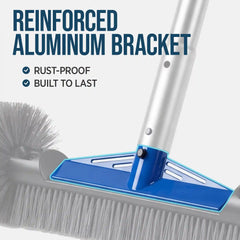 20" Pool Brush with 9 ft Aluminum Pole  Pool Wall & Floor Cleaning Set