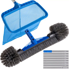 Pool Cleaning Starter Kit  Pool Brush, Skimmer Net & 9 ft Aluminum Pole