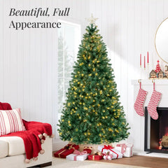Premium Artificial Pre-Lit Pine Christmas Tree w/ 1,000 Tips, 250 Lights