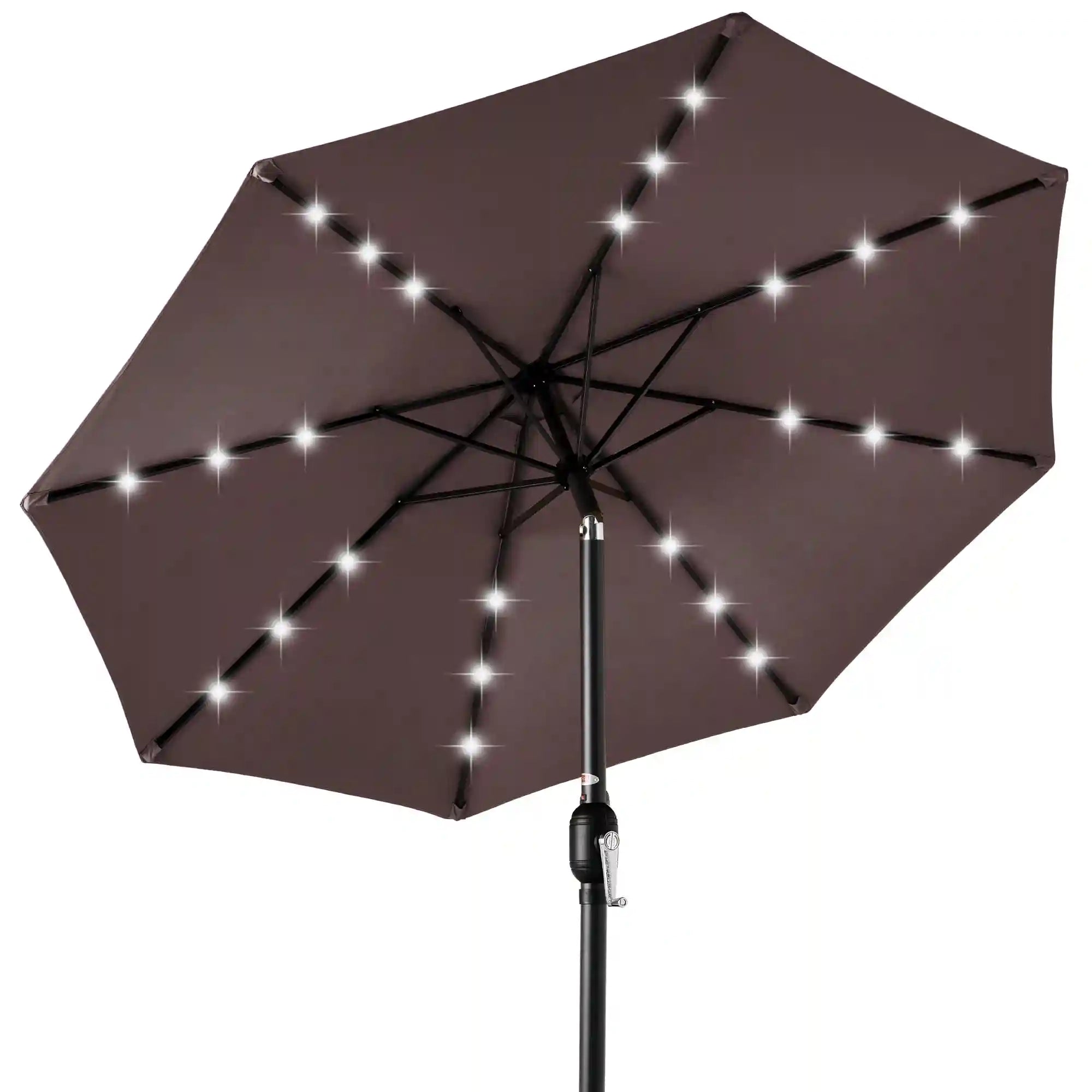 10ft solar led lighted patio umbrella w tilt adjustment Best Choice Products Polyester w/Tilt and UV-Resistant Fabric Introducing the 10ft Umbrella Solar LED Lighted Patio Umbrella
