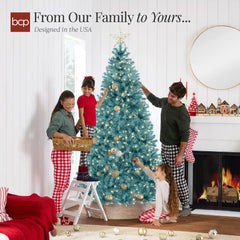 Pre-Lit Artificial Peacock Blue Christmas Tree w/ Incandescent Lights