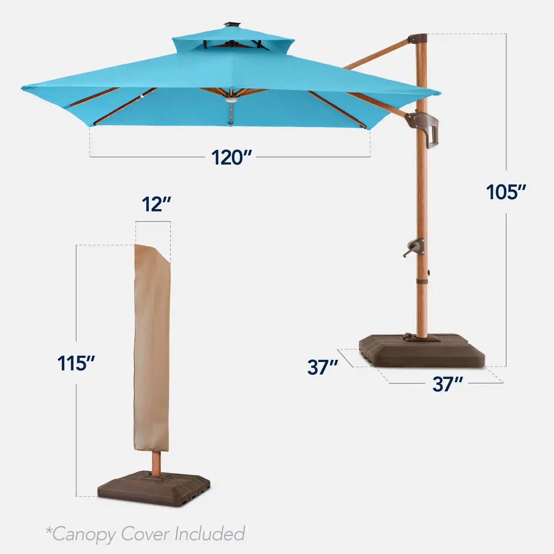 11 ft solar led lighted patio umbrella w tilt adjustment Solar LED Lighted Patio Umbrella w/ Tilt Adjustment, UV-Resistant