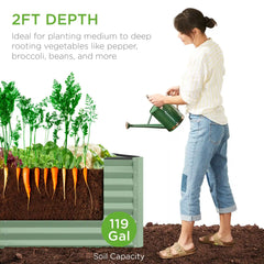 Outdoor Raised Metal Garden Bed for Vegetables, Flowers, Herbs - 4x2x2ft