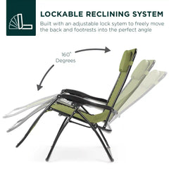 Oversized Reclining Zero Gravity Chair Lounger w/ Cup Holder, Pillow