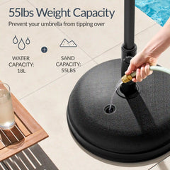 Plastic Patio Umbrella Base Pole Holder Accessory w/ Adjustable Knob